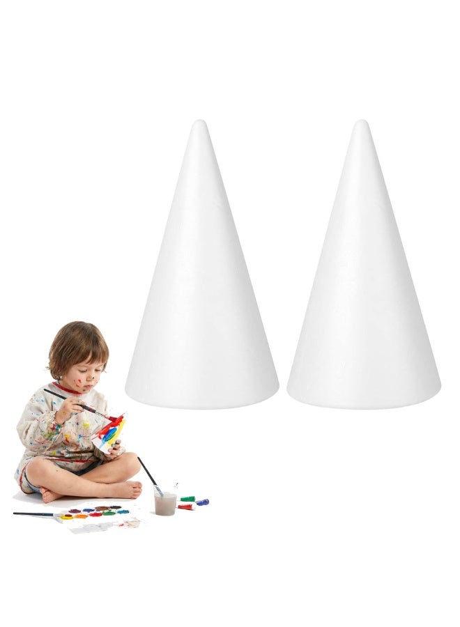 طقم مخاريط بوليسترين (فلين)  100 مم - قطعتان | مخاريط فوم بيضاء للأعمال اليدوية، صنع أشجار الكريسماس المصغرة، والمشاريع المدرسية - Image 1